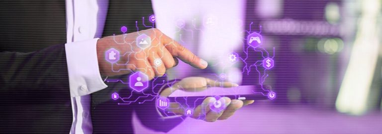 Ilustração de gestão multicanal com tecnologia digital em um ERP omnichannel no varejo